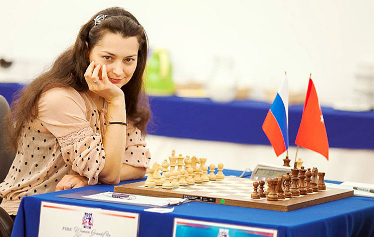 Chess Queen Alexandra Kosteniuk plays in the 2012 Kazan Chess Grand Prix