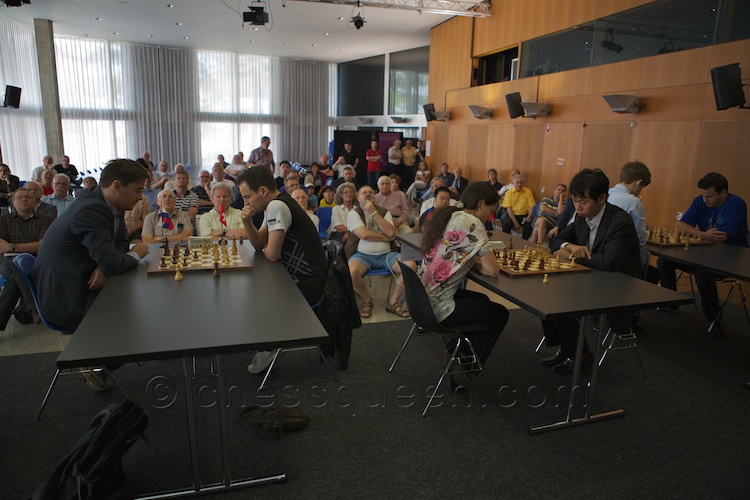 A view of the players of the Biel Blitz Exhibition 2012